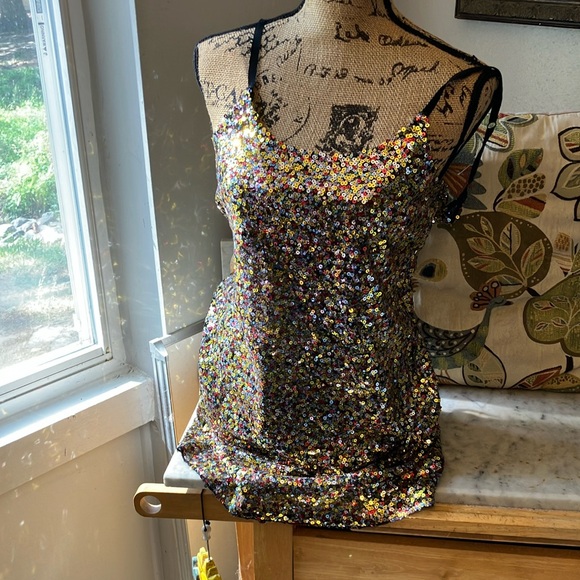 Free People Dresses & Skirts - Free People Intimately Sequin Multicolor Spaghetti Strap Dress So Sexy Cute!